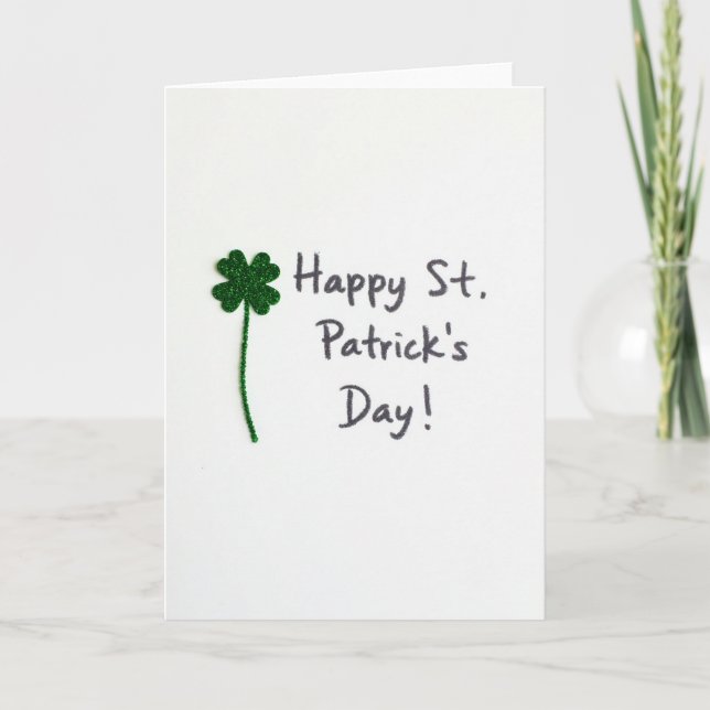 Green Glitter Clover Card (Front)