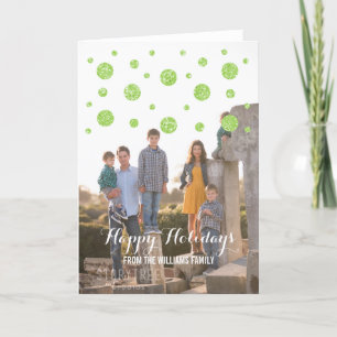 Green Glitter Confetti Holiday Photo Card