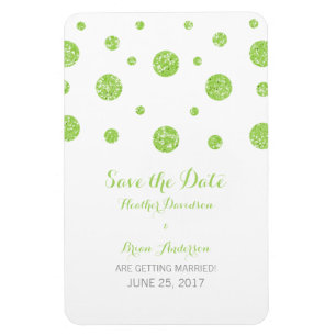 Green Glitter Confetti Save the Date Magnet