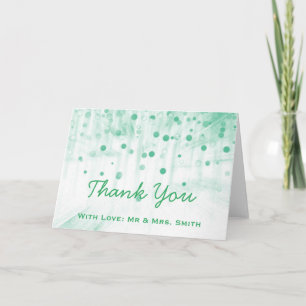 Green Glitter Confetti Sparkles Dots Thank You Card