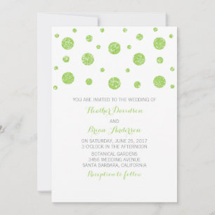 Green Glitter Confetti Wedding Invite