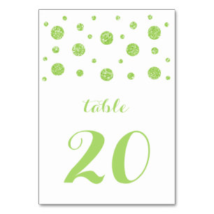 Green Glitter Confetti Wedding Table Card