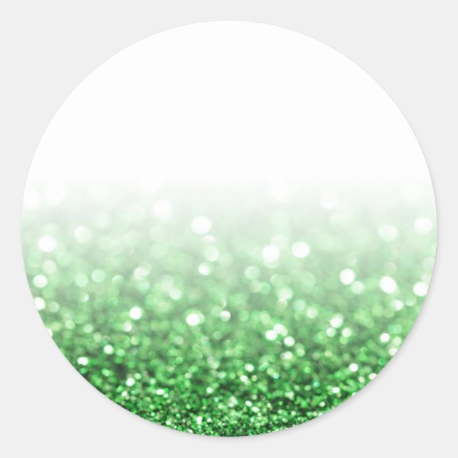 Green Glitter Custom Trendy Classic Round Sticker (Front)