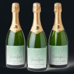 Green Glitter Drip 21st Birthday Party Sparkling Wine Label<br><div class="desc">These chic 21st birthday sparkling wine bottle labels feature a sparkly green faux glitter drip border and green ombre background. Personalise them with her name in green handwriting script,  with her birthday and date below in sans serif font.</div>
