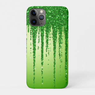 Green Glitter Drip Background With Sparkling Case-Mate iPhone Case