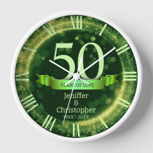 Green Glitter Edit Year Wedding Anniversary Clock