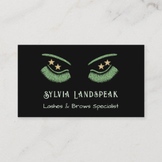 Green Glitter Eyelashes for Lash Technician Business Card