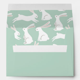 Green Glitter Gingham Plaid Rabbits Envelope