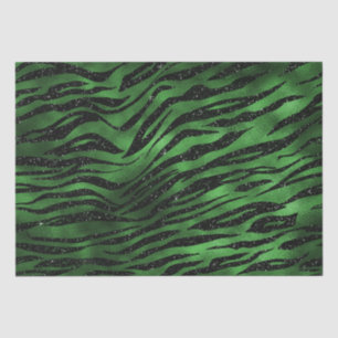 Green Glitter Glam Tiger Stripes Pattern Tissue Paper