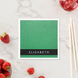 Green Glitter, Glitter Background, Your Name Napkin