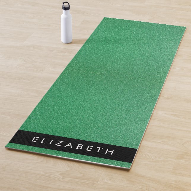 Green Glitter, Glitter Background, Your Name Yoga Mat (In Situ)