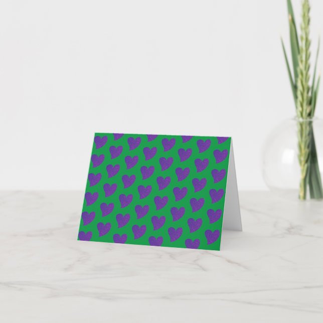 Green Glitter Heart Card (Front)