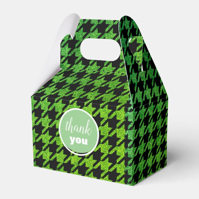green glitter houndstooth favour box (Front Side)