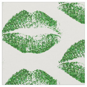 Green Glitter Lips #2 Fabric