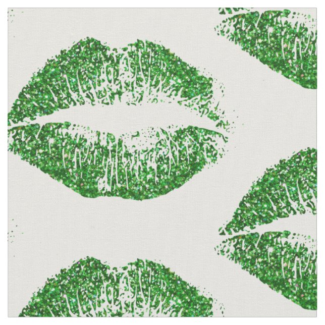 Green Glitter Lips #2 Fabric (Close Up)
