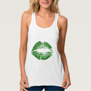 Green Glitter Lips Singlet