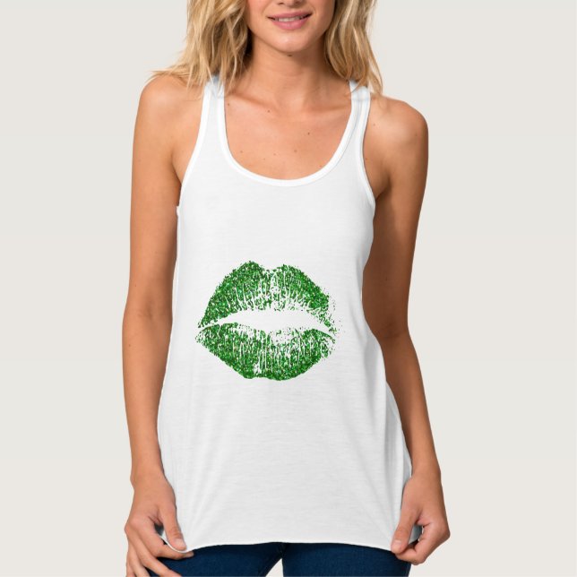 Green Glitter Lips Singlet (Front)