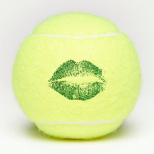 Green Glitter Lips Tennis Balls