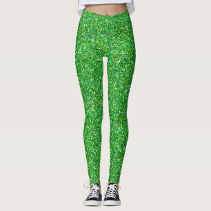 Green Glitter-Look Leggings