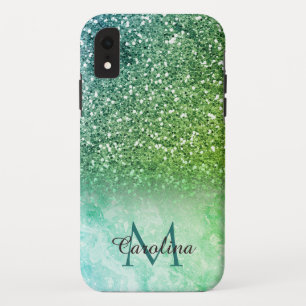 Green Glitter, Marble, Personalised Case-Mate iPhone Case
