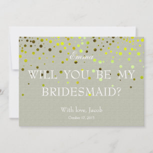 Green Glitter Minimal Will You Be My Bridesmaid Invitation