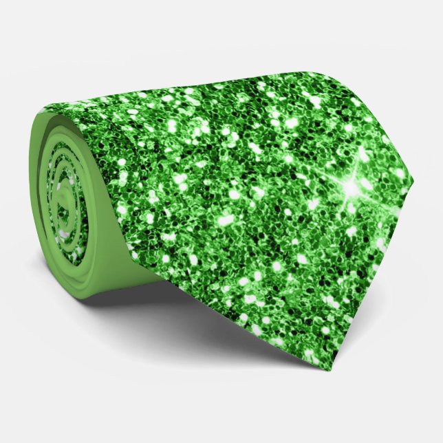 Green Glitter Necktie (Rolled)