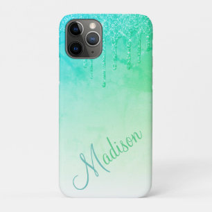 Green Glitter Ombré Glam Sparkles Name Case-Mate iPhone Case