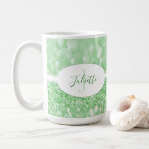 Green Glitter Personalise Coffee Mug