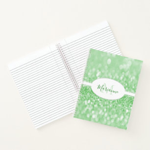 Green Glitter Personalise Notebook