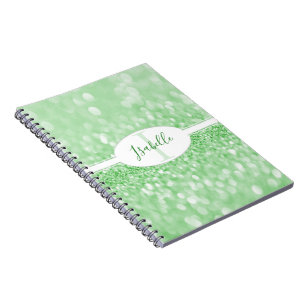 Green Glitter Personalise Notebook