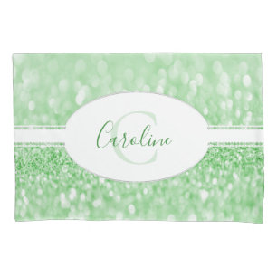 Green Glitter Personalise Pillow Case