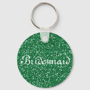 Green Glitter Personalised Bridesmaid Key Ring