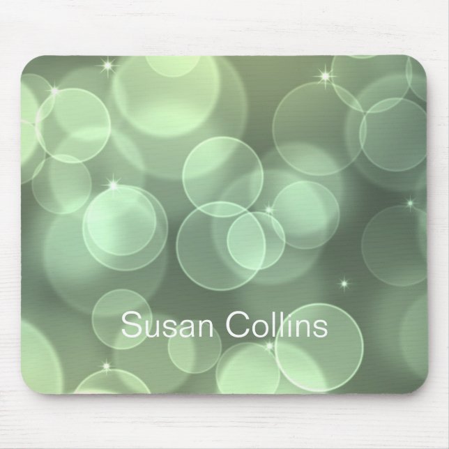 Green Glitter Personalised Girly Mouse Pad (Front)