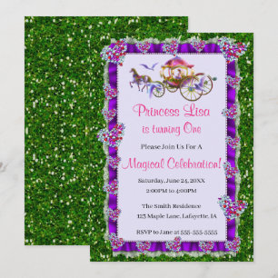 Green Glitter Royal Princess Birthday Invitation