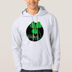 Green Glitter Shamrock Happy St Patrick’s Day T-S Hoodie