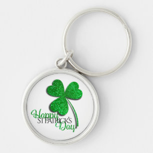 Green Glitter Shamrock Happy St Patrick’s Day  T-S Key Ring