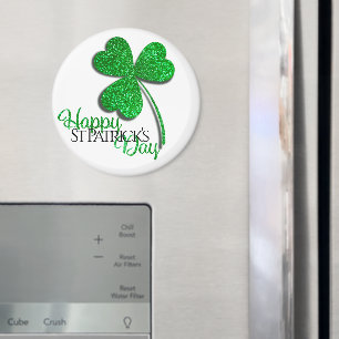Green Glitter Shamrock Happy St Patrick’s Day  T-S Magnet