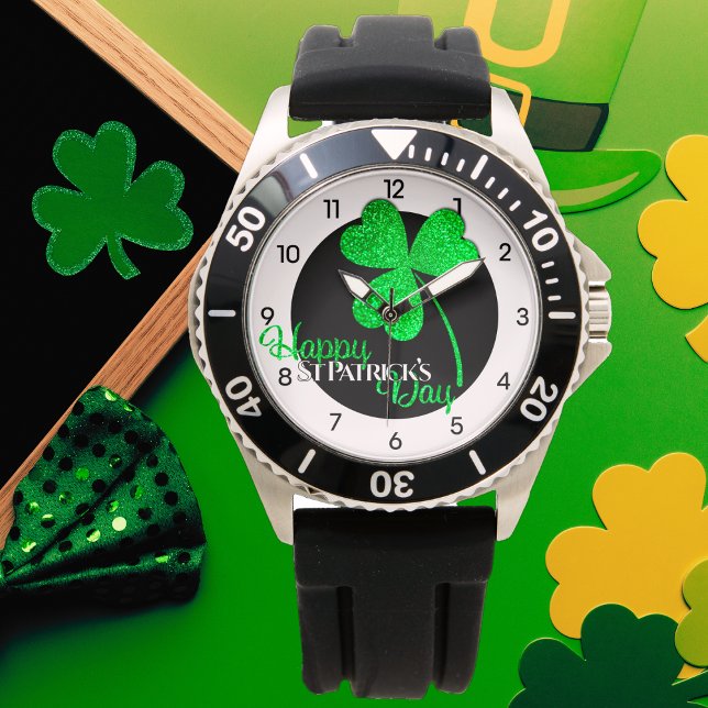 Green Glitter Shamrock Unique St Patrick’s Day  Watch (Creator Uploaded)