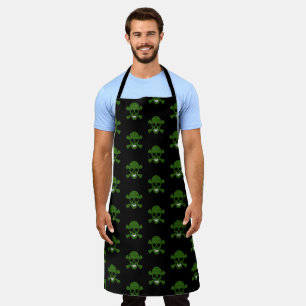 Green Glitter Skull And Crossbones Apron