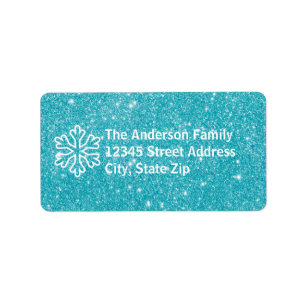 Green Glitter Snowflake - Address Label