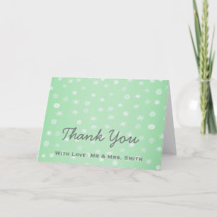 Green Glitter Snowflakes Sparkles Dots Thank You Card