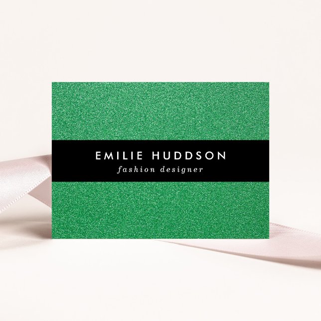Green Glitter, Sparkle, Glitter Background Business Card (Creator Uploaded)