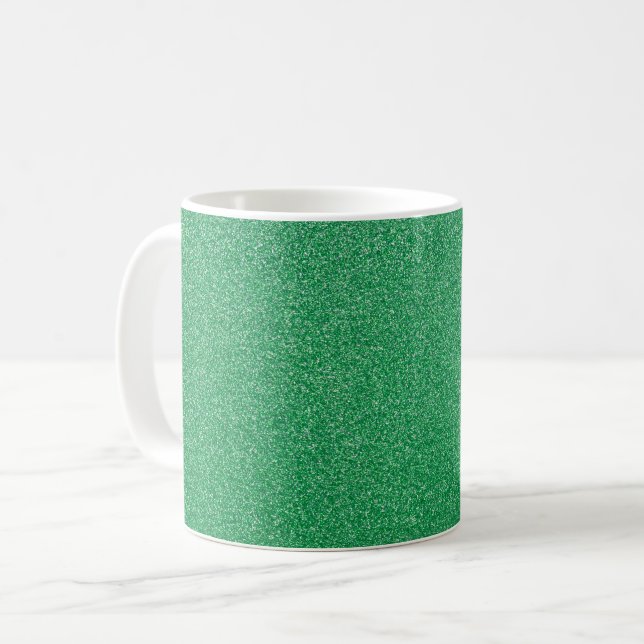 Green Glitter, Sparkle, Glitter Background Coffee Mug (Front Left)