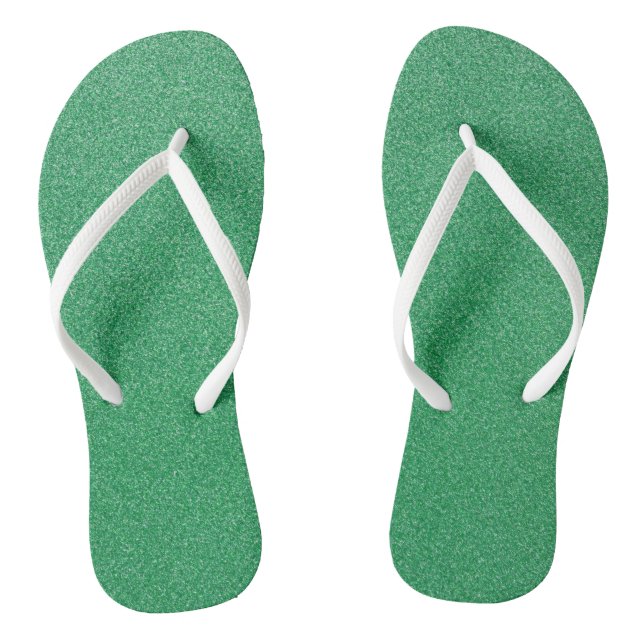Green Glitter, Sparkle, Glitter Background Jandals (Footbed)
