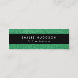 Green Glitter, Sparkle, Glitter Background Mini Business Card