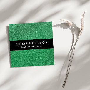 Green Glitter, Sparkle, Glitter Background Square Business Card
