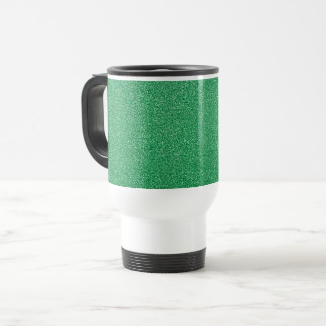 Green Glitter, Sparkle, Glitter Background Travel Mug (Front Left)