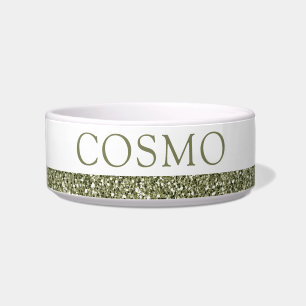 Green Glitter Sparkle Pet Name Bowl