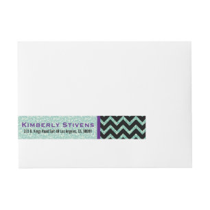 Green Glitter & Sparkles With Black Chevron Wraparound Address Label