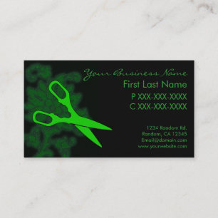 Green glitter swirl hair cut business cards